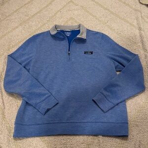 L.L. Bean Quarter Zip Pullover Blue Logo Patch Men’s Large Regular Cotton Blend